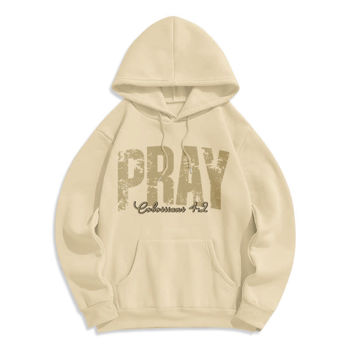 Christianartworkshop Sudadera con capucha de forro polar con versículos bíblicos desgastados y la frase "Pray Distressed Scripture" - Albaricoque - 2XL - image 7
