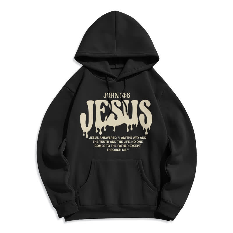 Christianartworkshop Sudadera con capucha de forro polar Jesus Drip John 14 6 - Negro - 2XL - image 1