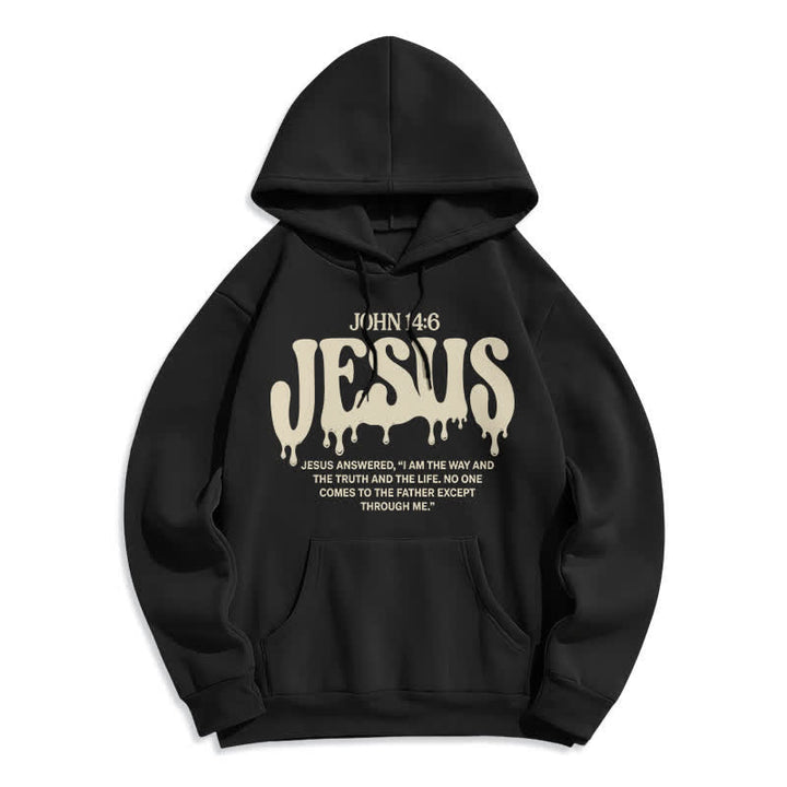 Christianartworkshop Sudadera con capucha de forro polar Jesus Drip John 14 6 - Negro - 2XL - image 1