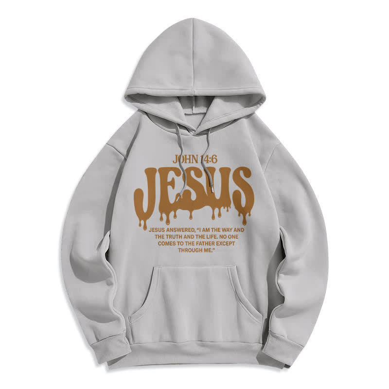 Christianartworkshop Sudadera con capucha de forro polar Jesus Drip John 14 6 - Gris - 2XL - image 6