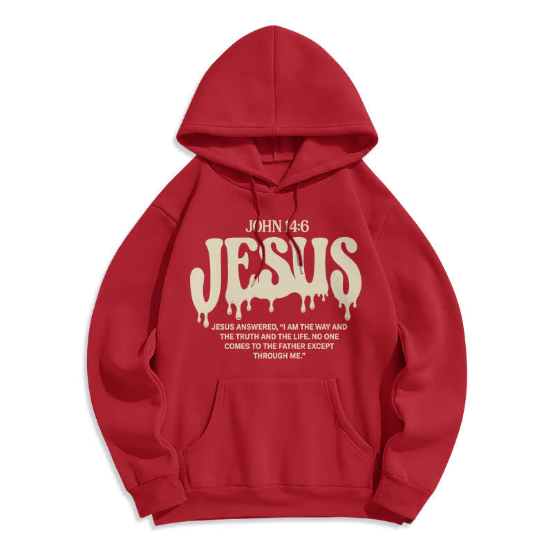 Christianartworkshop Sudadera con capucha de forro polar Jesus Drip John 14 6 - Rojo - 2XL - image 2