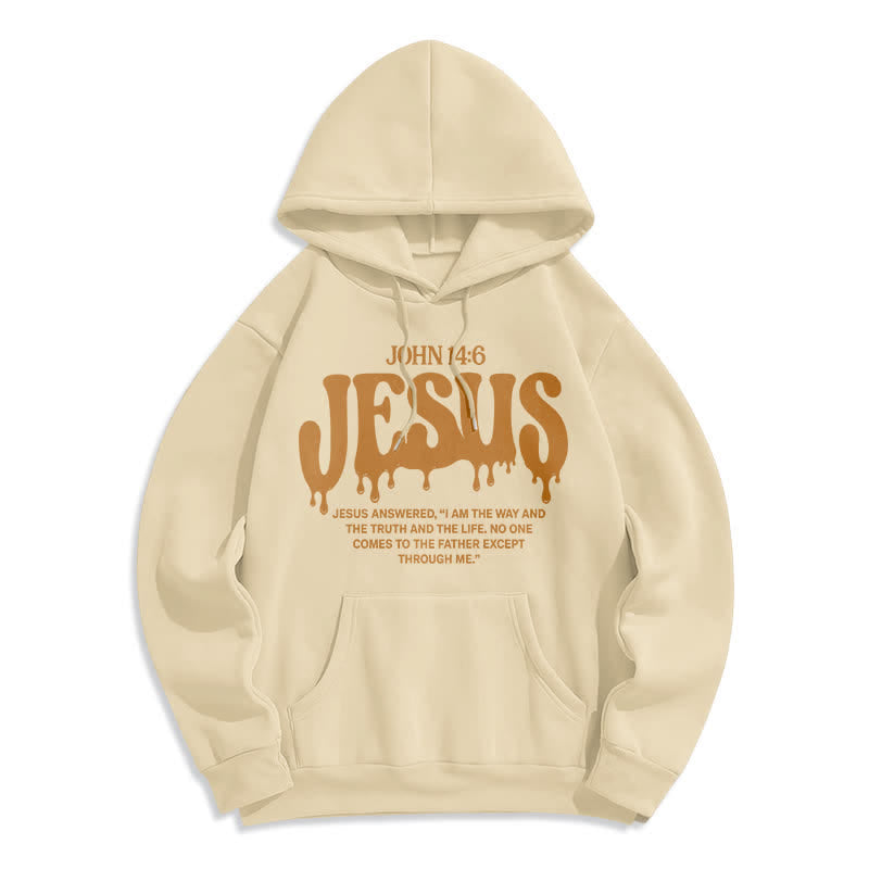 Christianartworkshop Sudadera con capucha de forro polar Jesus Drip John 14 6 - Albaricoque - 2XL - image 7