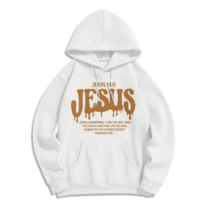 Christianartworkshop Sudadera con capucha de forro polar Jesus Drip John 14 6 - Blanco - 2XL - image 4
