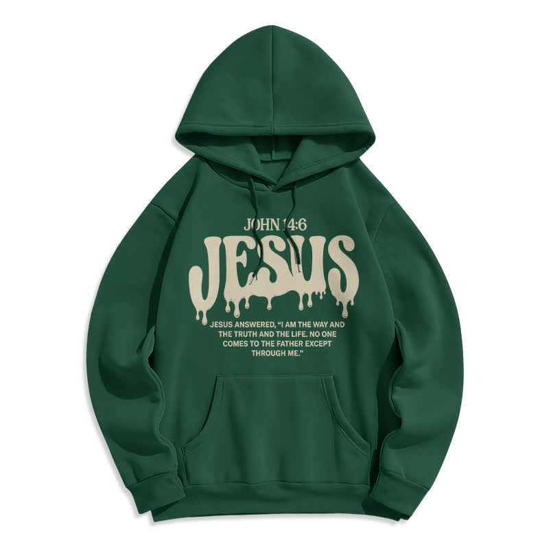 Christianartworkshop Sudadera con capucha de forro polar Jesus Drip John 14 6 - Verde - 2XL - image 0