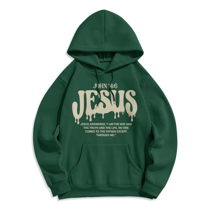 Christianartworkshop Sudadera con capucha de forro polar Jesus Drip John 14 6 - Verde - 2XL - image 0