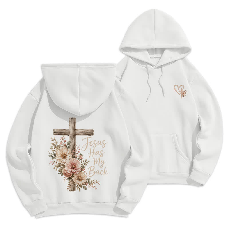 Christianartworkshop Sudadera con capucha blanca con estampado floral y cruz de Jesús me respalda - Blanco - 2XL - image 0