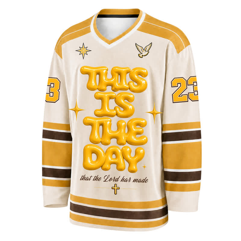 Christianartworkshop Esta es la camiseta de hockey con estampado en relieve del día - image 1
