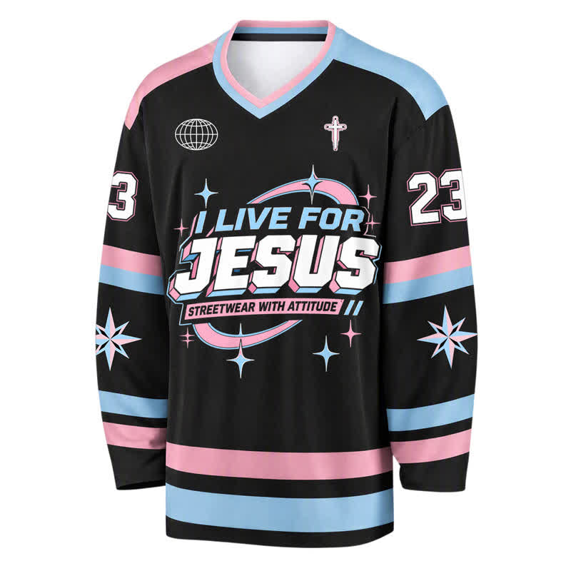 Christianartworkshop Camiseta de hockey urbana pastel "Vive para Jesús" - image 1