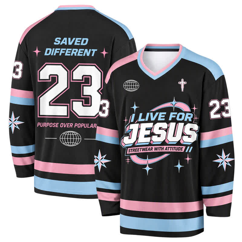 Christianartworkshop Camiseta de hockey urbana pastel "Vive para Jesús" - 5XL - image 0