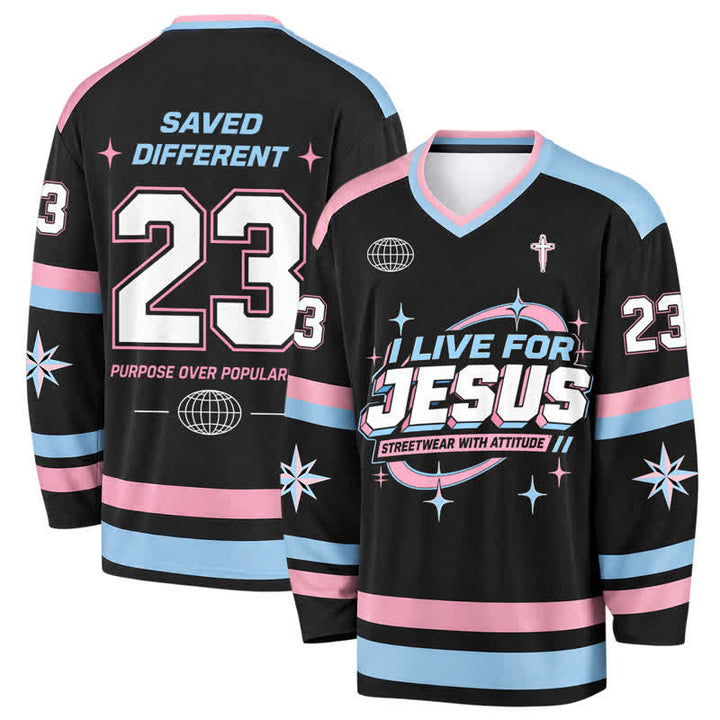 Christianartworkshop Camiseta de hockey urbana pastel "Vive para Jesús" - 5XL - image 0
