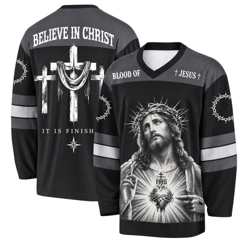 Christianartworkshop Camiseta de hockey de manga larga estilo streetwear del Sagrado Corazón de Jesús - 5XL - image 0