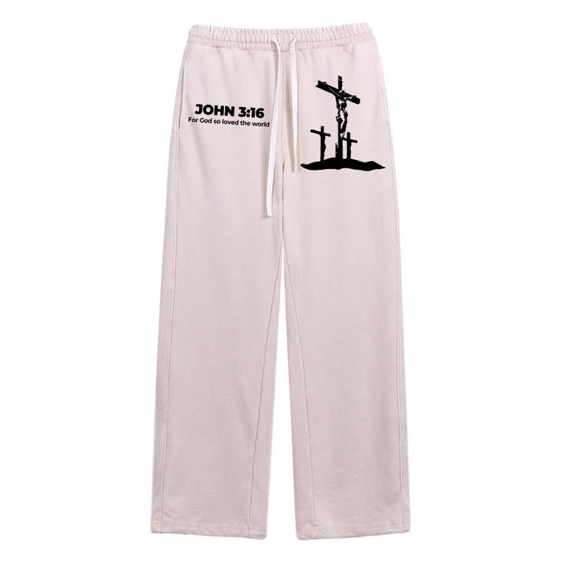 Christianartworkshop Pantalones deportivos lavados color rubor con silueta de cruz de Juan 3:16 - Albaricoque - 2XL - image 0