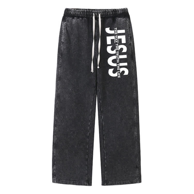 Christianartworkshop Jesús El Camino La Verdad La Vida Pantalones de chándal lavados - Negro - 2XL - image 0