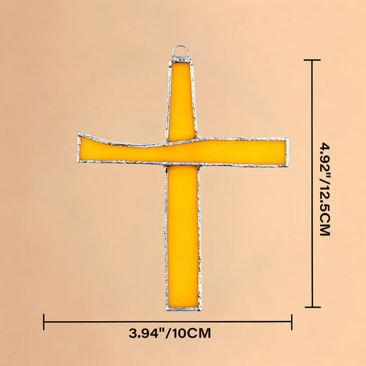 Christianartworkshop Atrapasueños de cruz de vidrieras antiguas: símbolo de resplandor devocional atemporal. - Amarillo - image 18